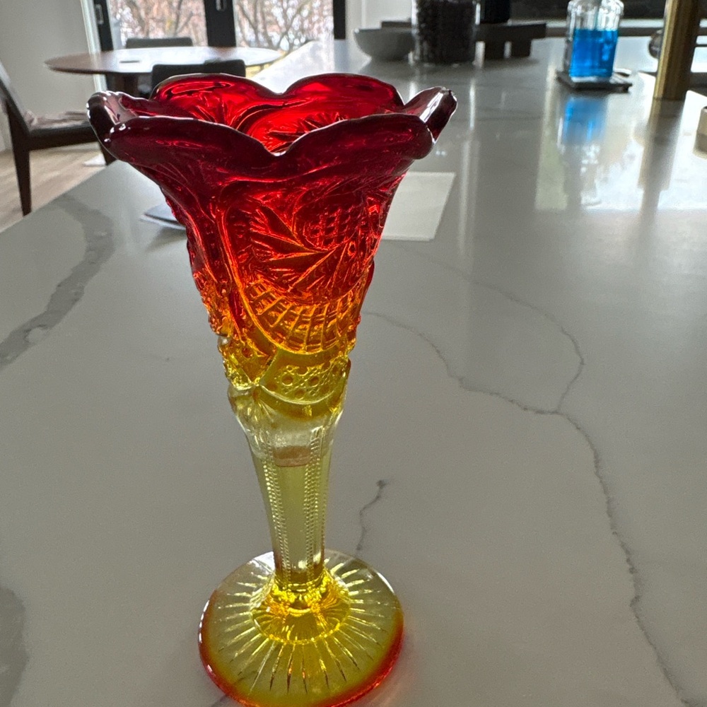 Elegant Amberina Glass Vase